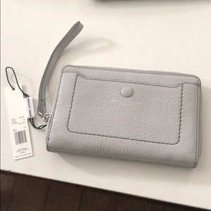 Marc Jacobs Grey Leather zip phone wallet wristlet